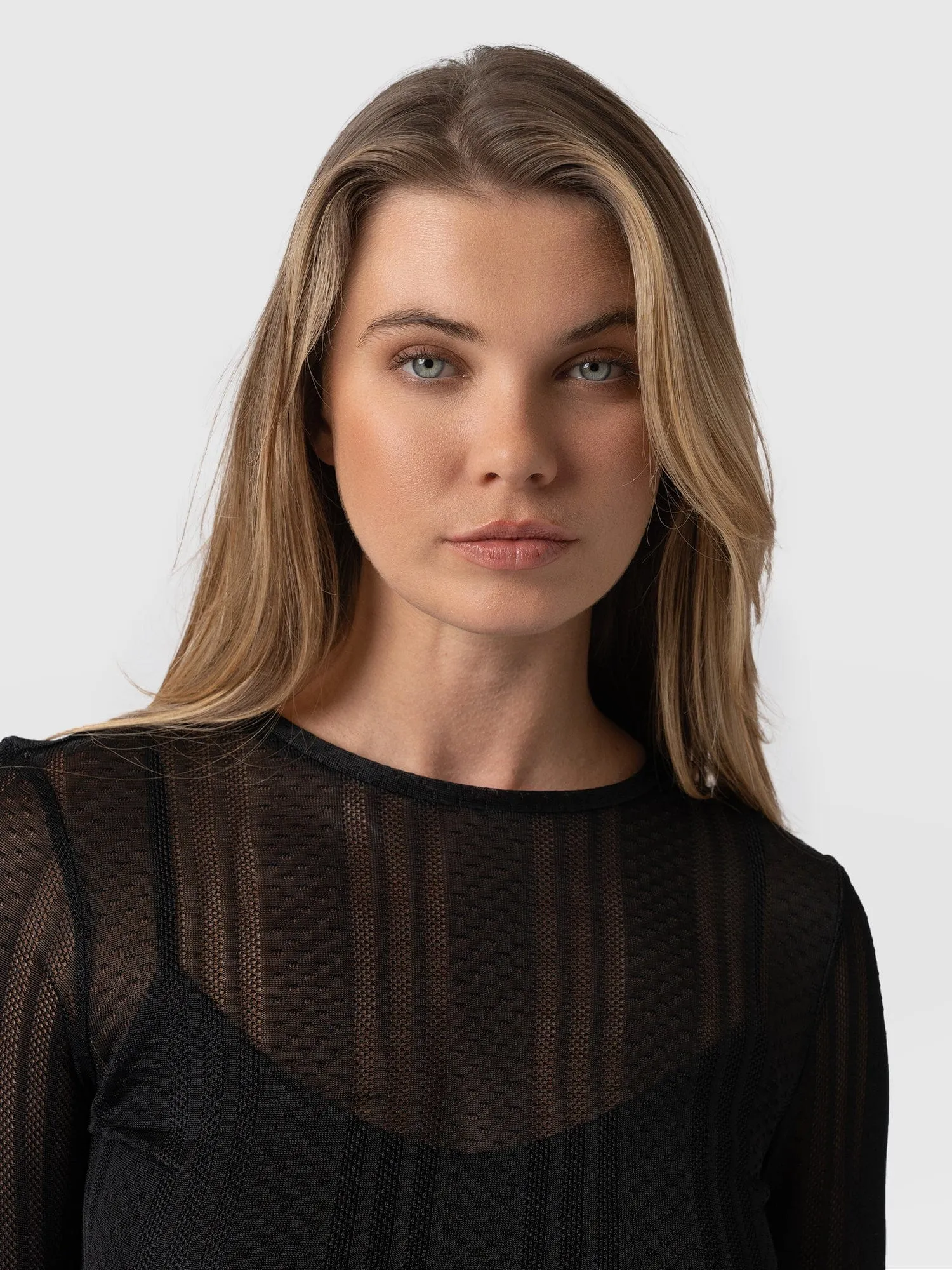 Demi Lace Long Sleeve Tee - Black