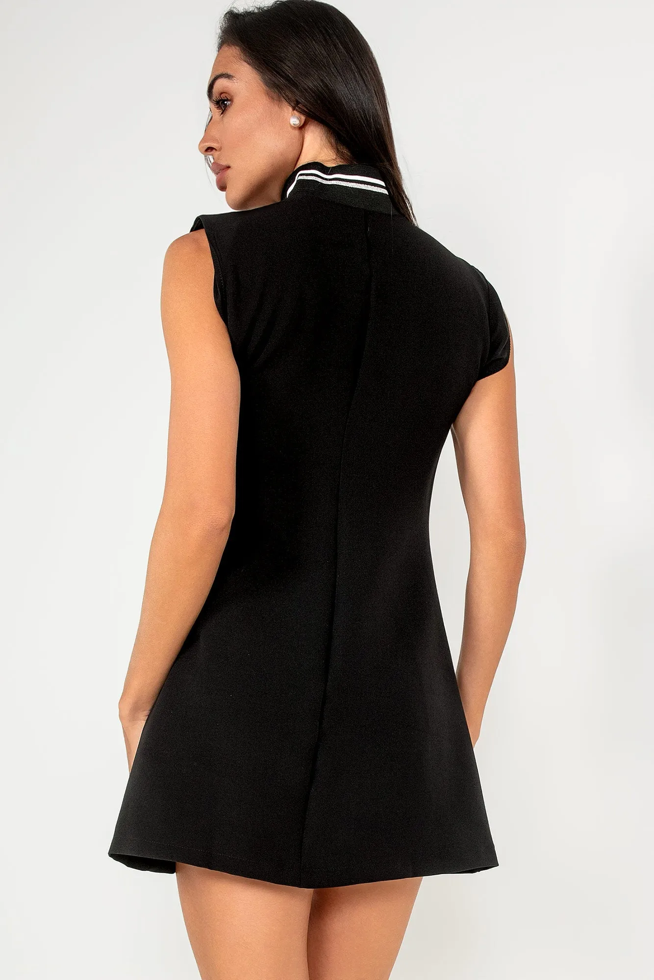 Deon Black Zip Front Dress