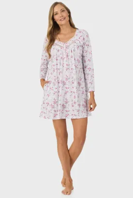 Dusty Pink Floral Long Sleeve Nightgown