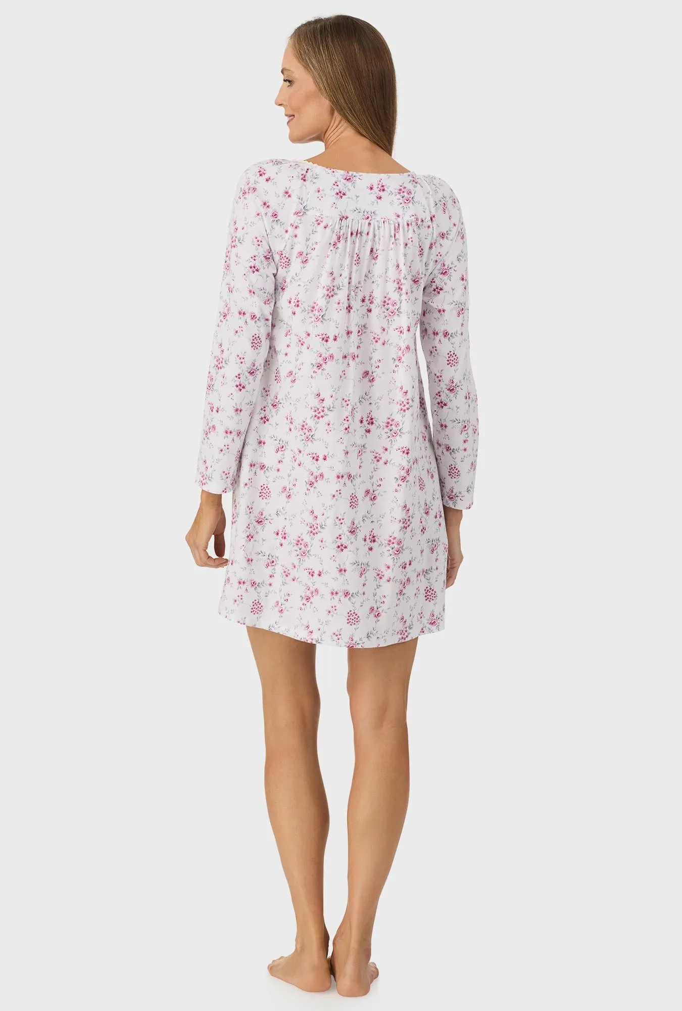 Dusty Pink Floral Long Sleeve Nightgown