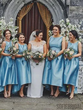 Elegant Simple Sleeveless Short Blue Bridesmaid Dresses, BD1040