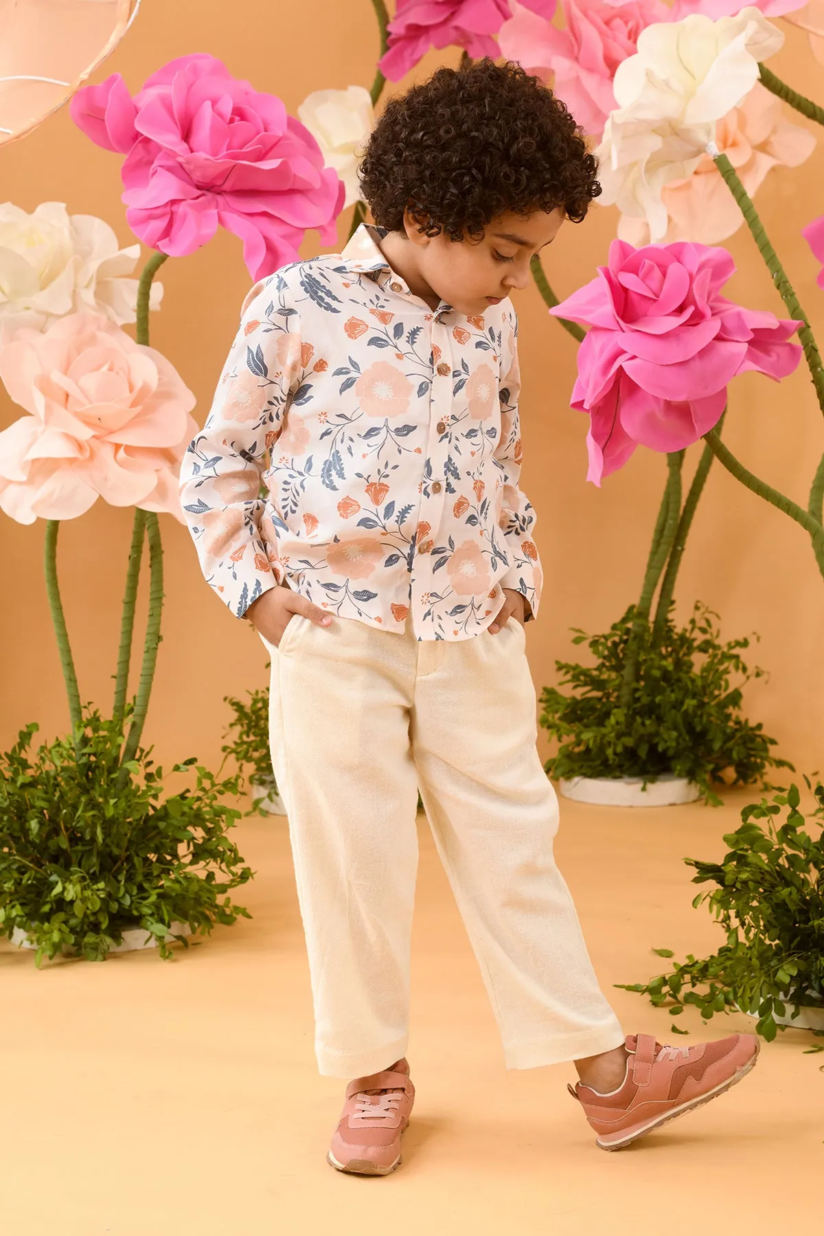 Elysian Vision- Cotton Satin Printed Shirt For Boys