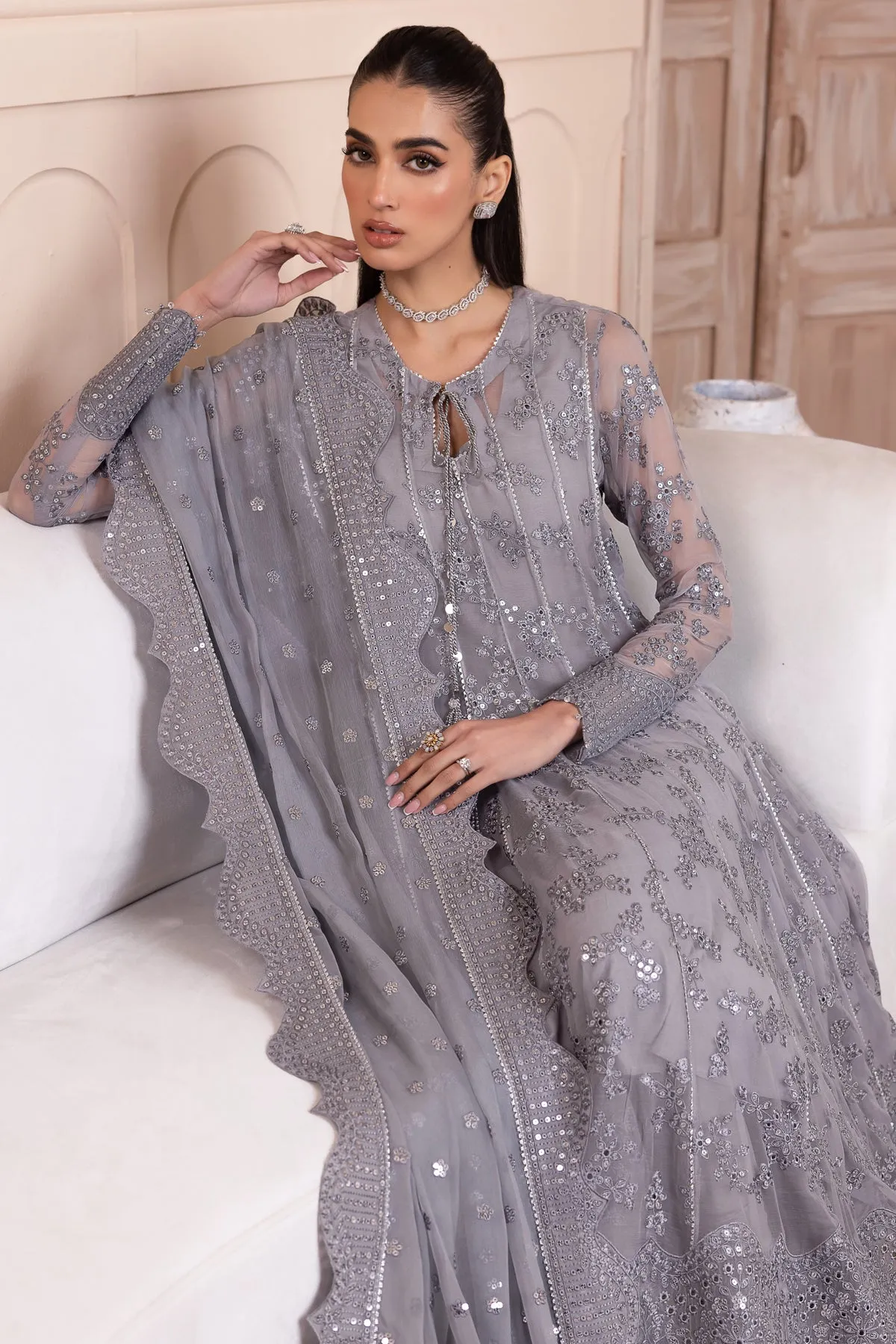 EMBROIDERED CHIFFON UC-3045