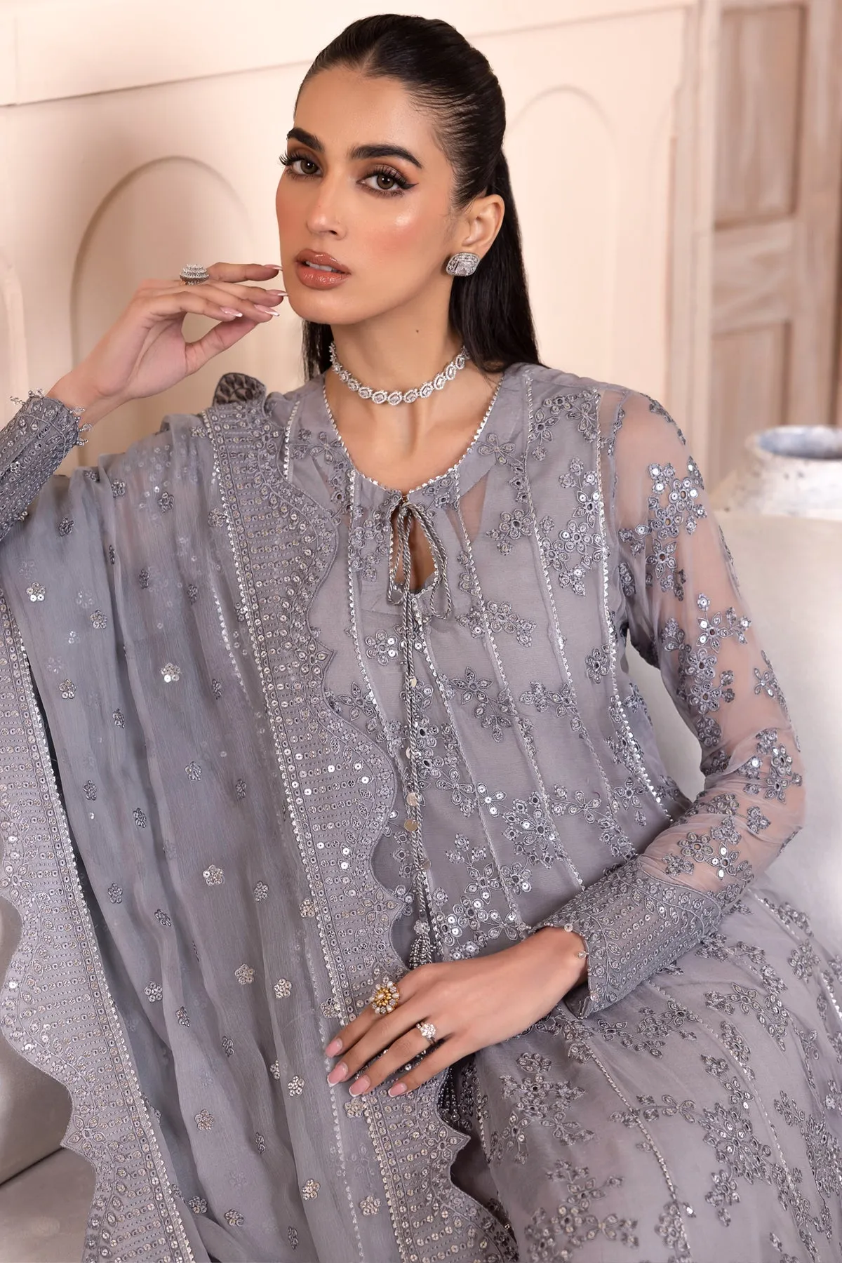 EMBROIDERED CHIFFON UC-3045