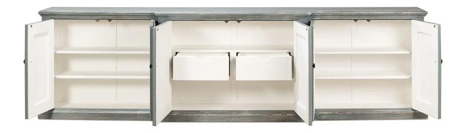 Extra Long Blue Grey Farmhouse Credenza