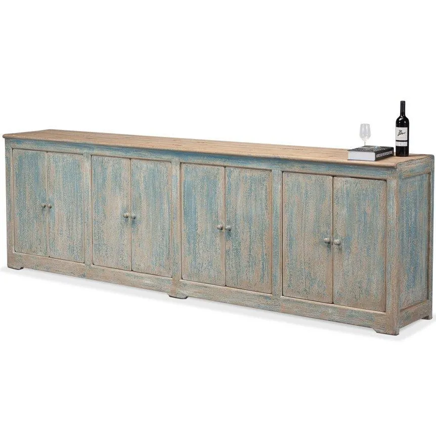 Extra Long Blue Washed Sideboard