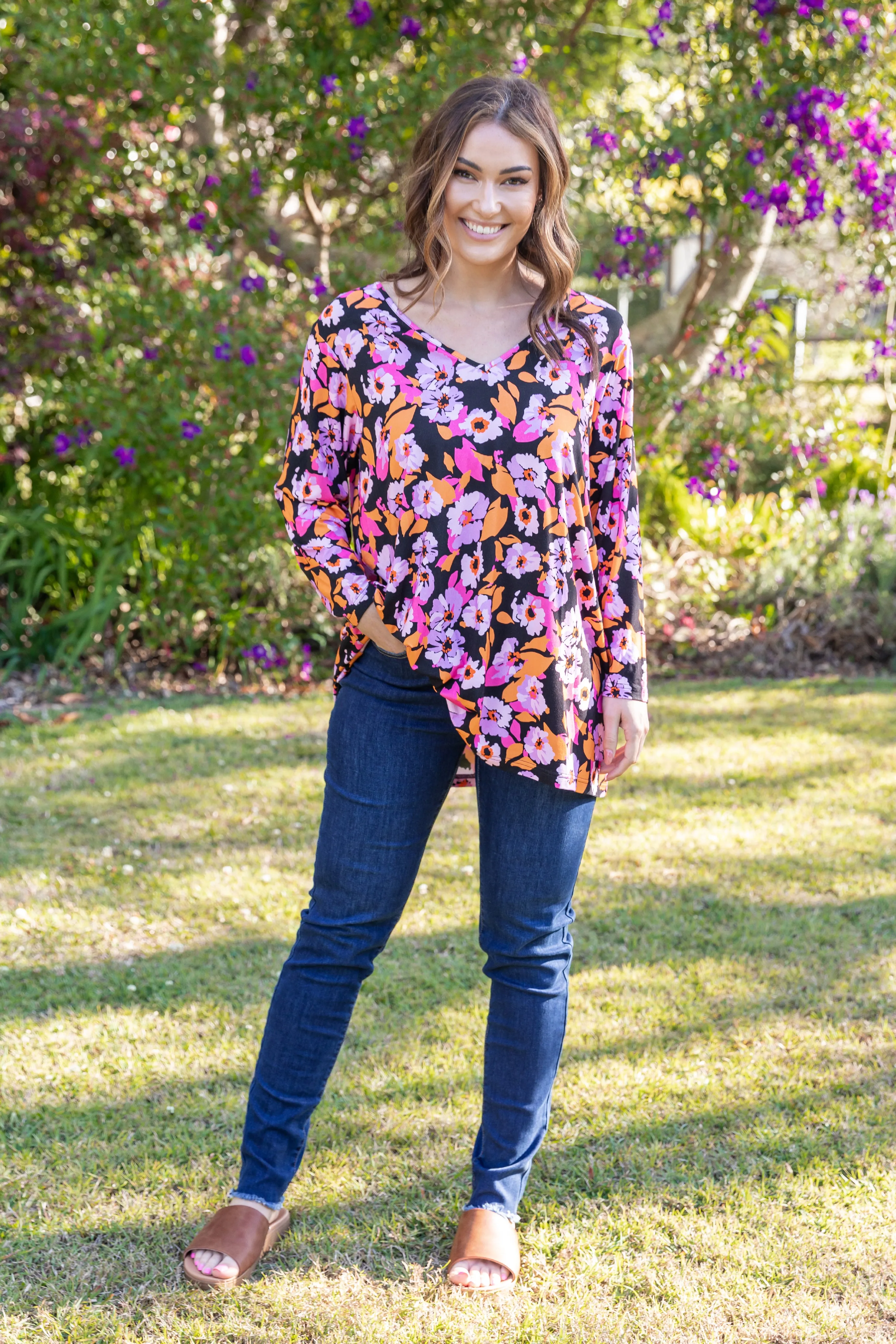 FINAL SALE Long Sleeve T-Shirt Top in Rosella