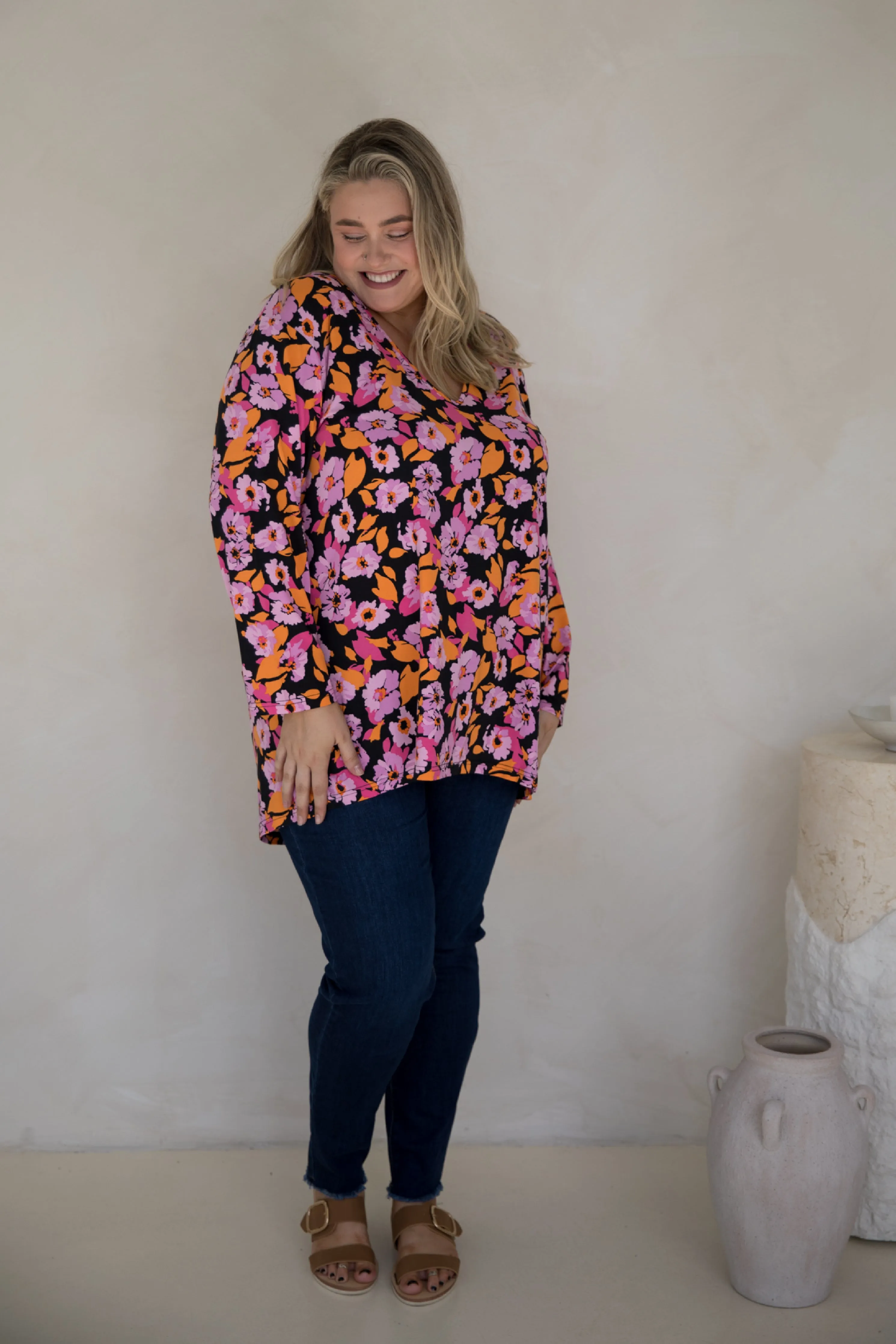 FINAL SALE Long Sleeve T-Shirt Top in Rosella