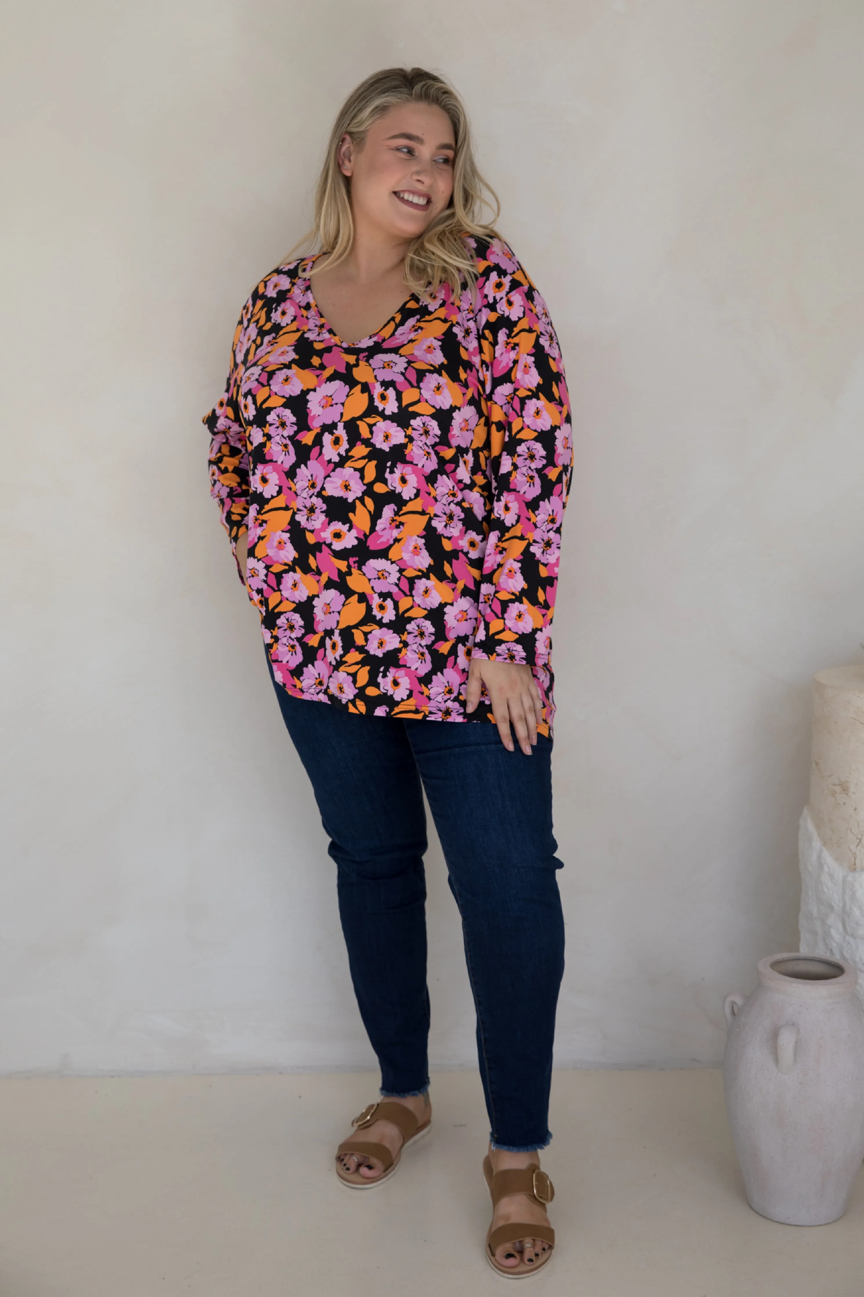 FINAL SALE Long Sleeve T-Shirt Top in Rosella