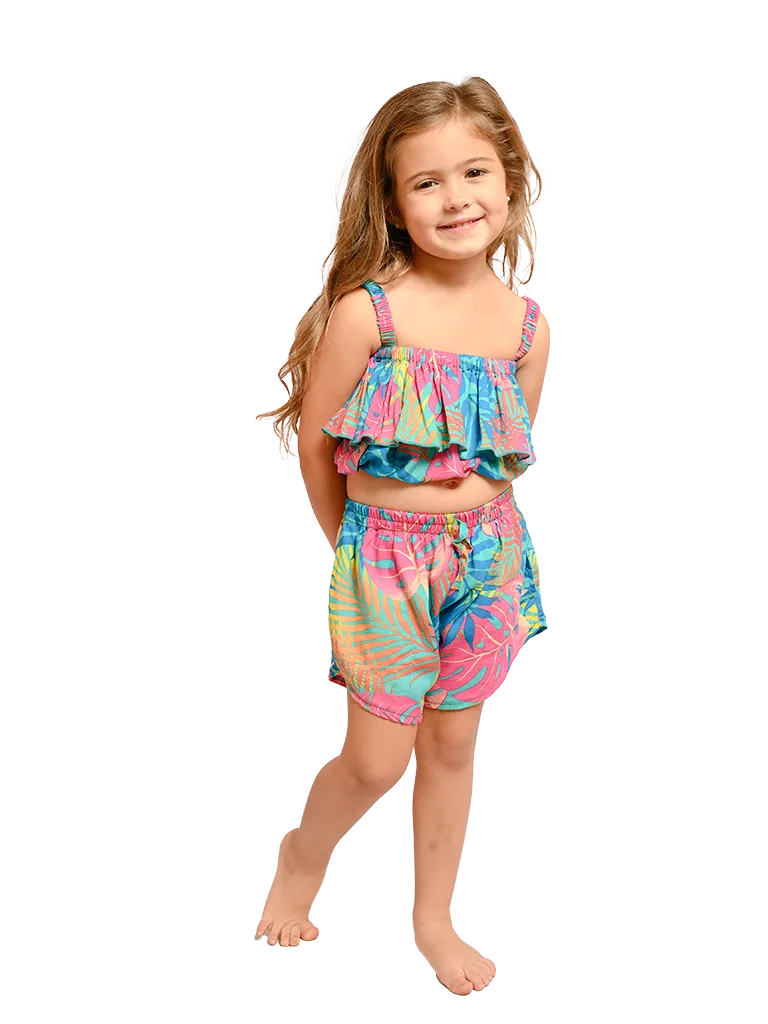 Flounced top and short set for girls