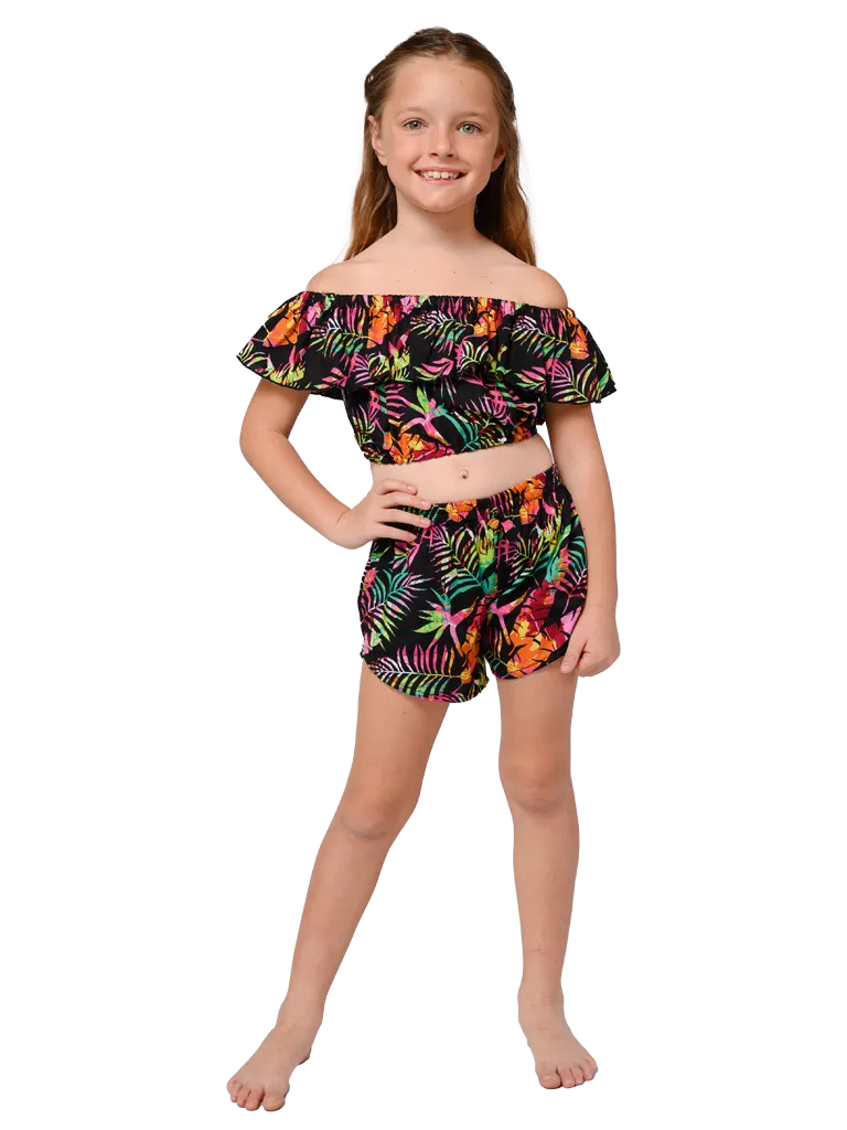 Flounced top and short set for girls