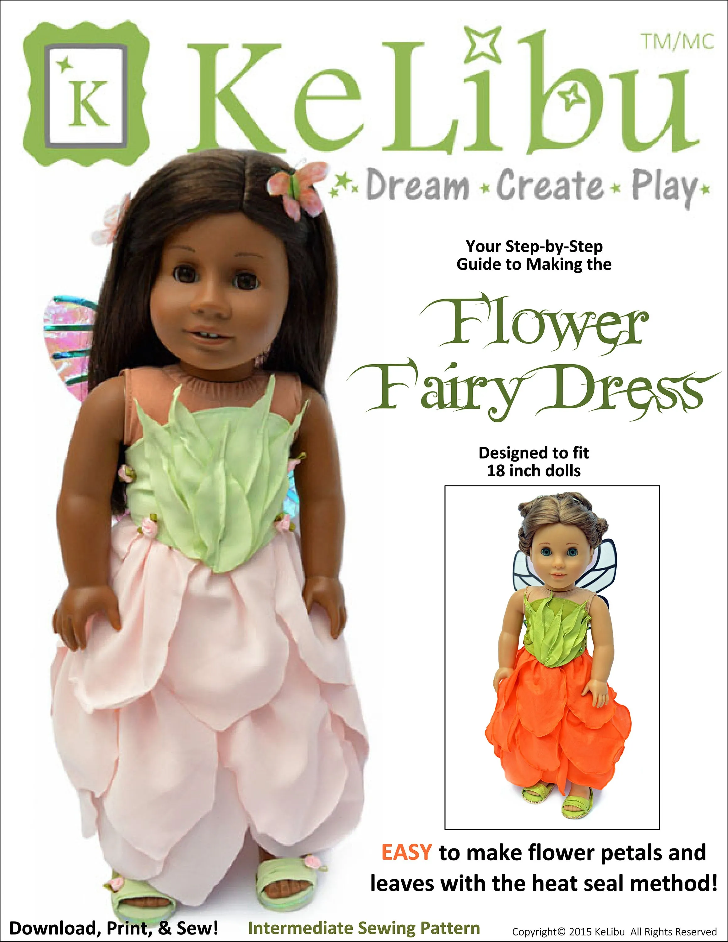 Flower Fairy Dress 18 Inch Doll Sewing Pattern