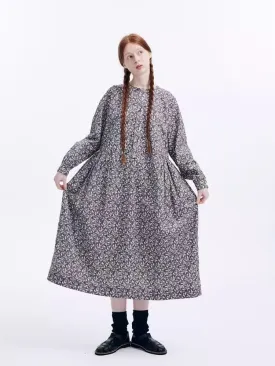 Flower Leaf Literary Long Sleeve Dress【s0000007972】