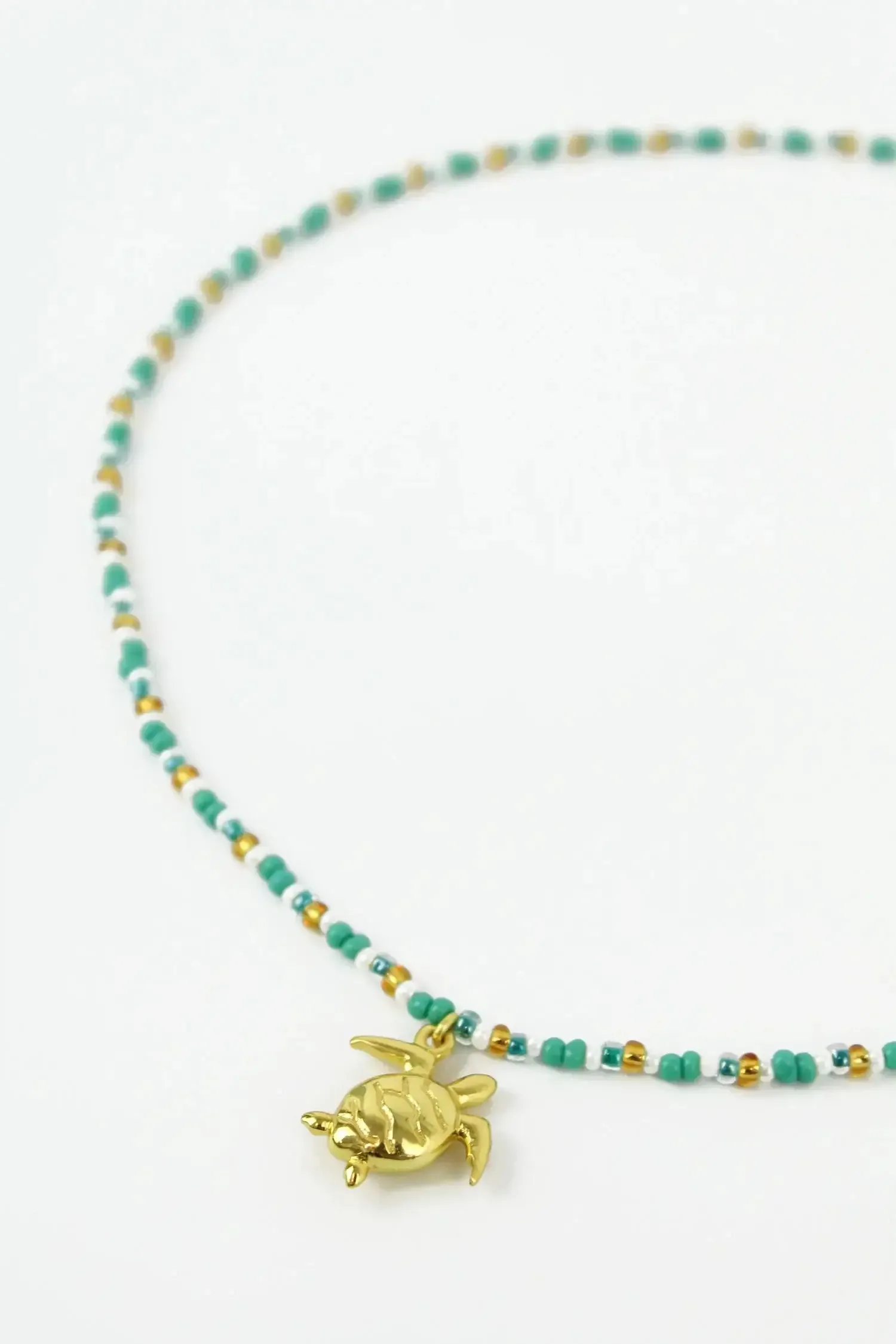 Gold Turtle Beaded Necklace