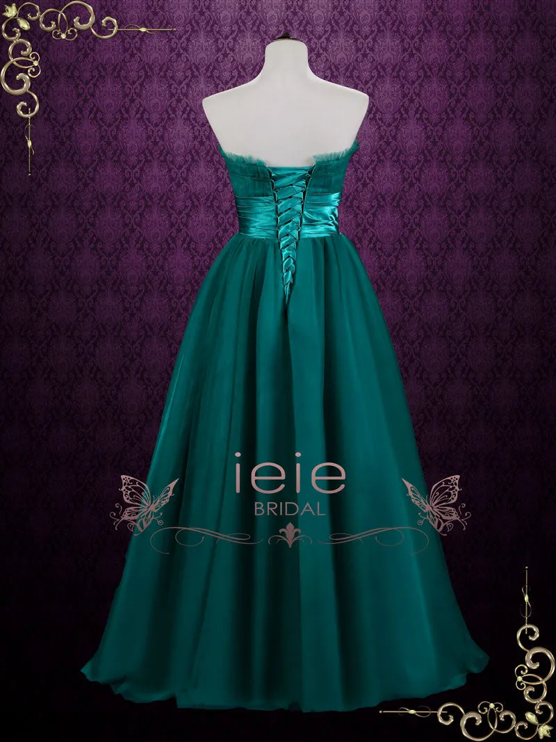 Green Strapless Long Tulle Formal Dress | Agale