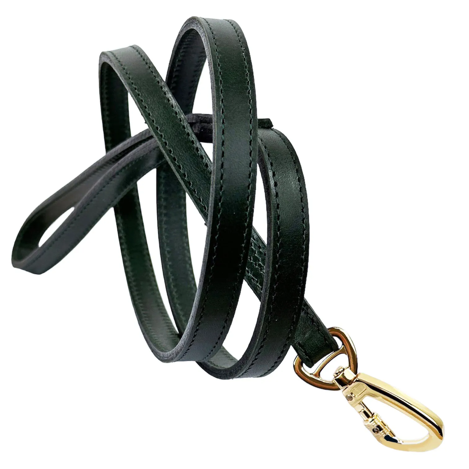 Hamilton Dog Leash in Ivy Green & Gold