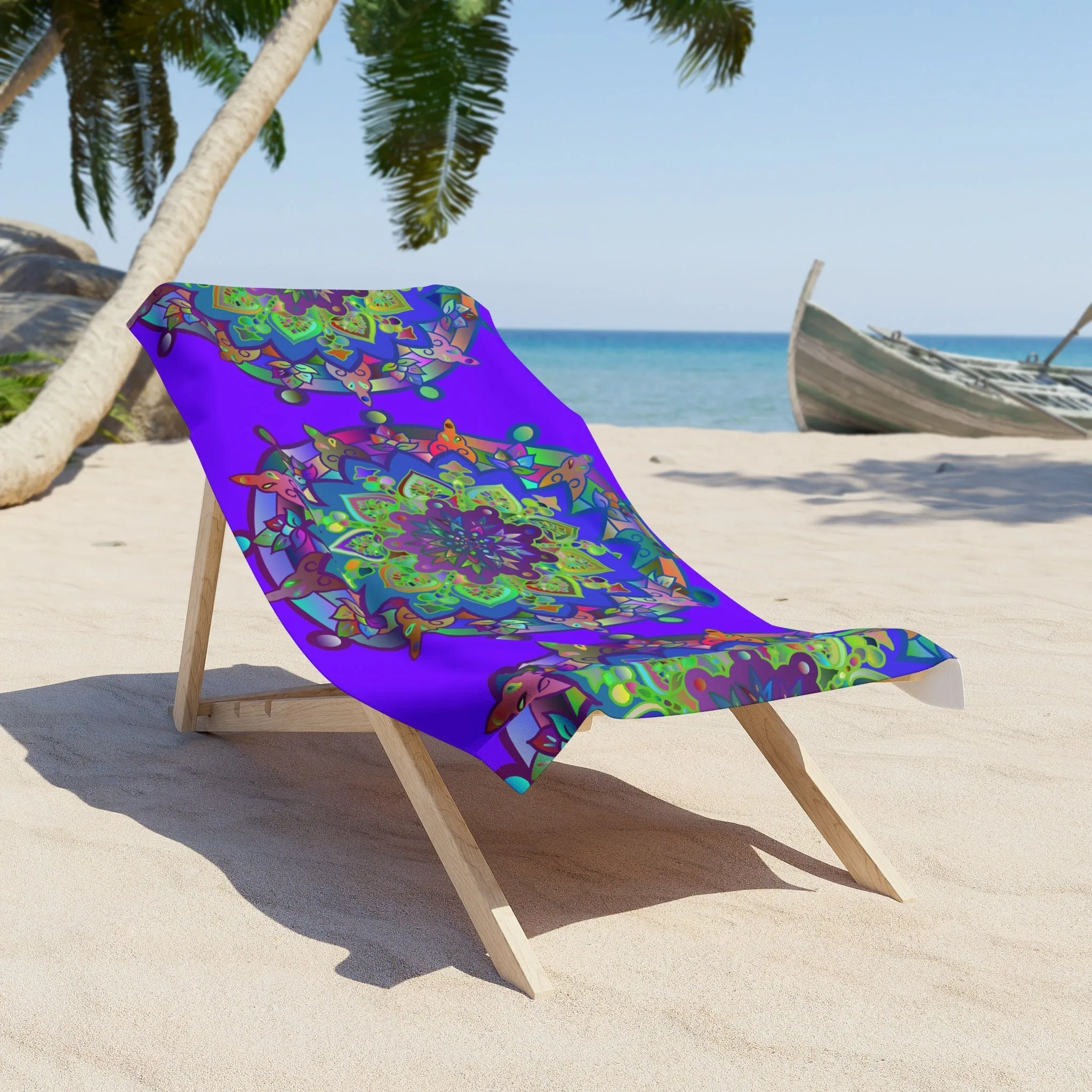 Handmade Mandala Beach Towel - Bright Purple