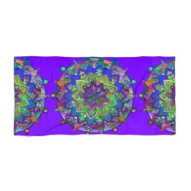 Handmade Mandala Beach Towel - Bright Purple