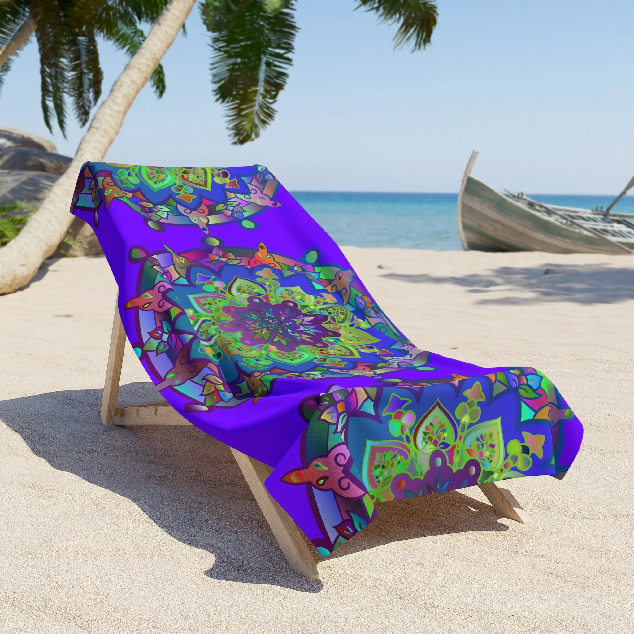 Handmade Mandala Beach Towel - Bright Purple