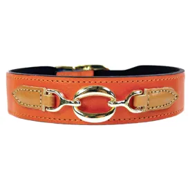 Hartman Dog Collar in Tangerine, Tan & Gold