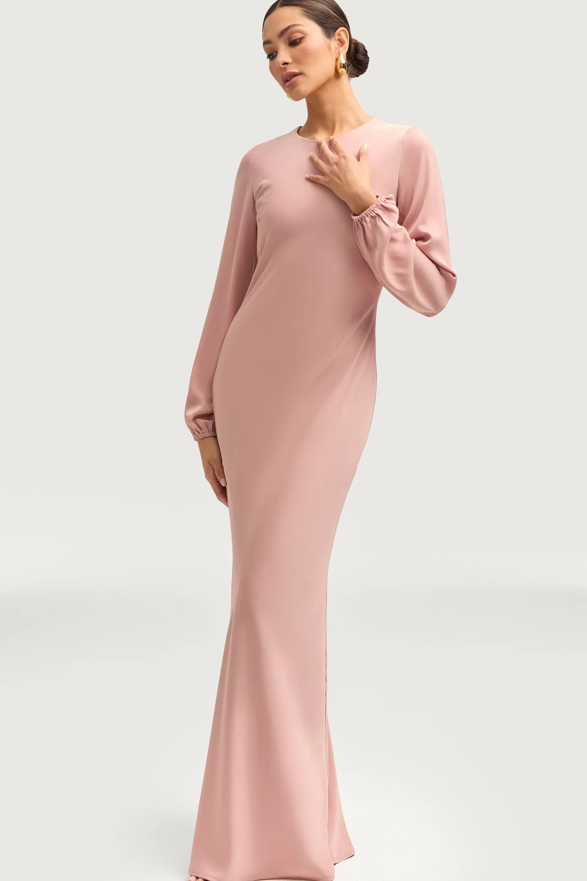 Kamila Satin Maxi Dress - Blush