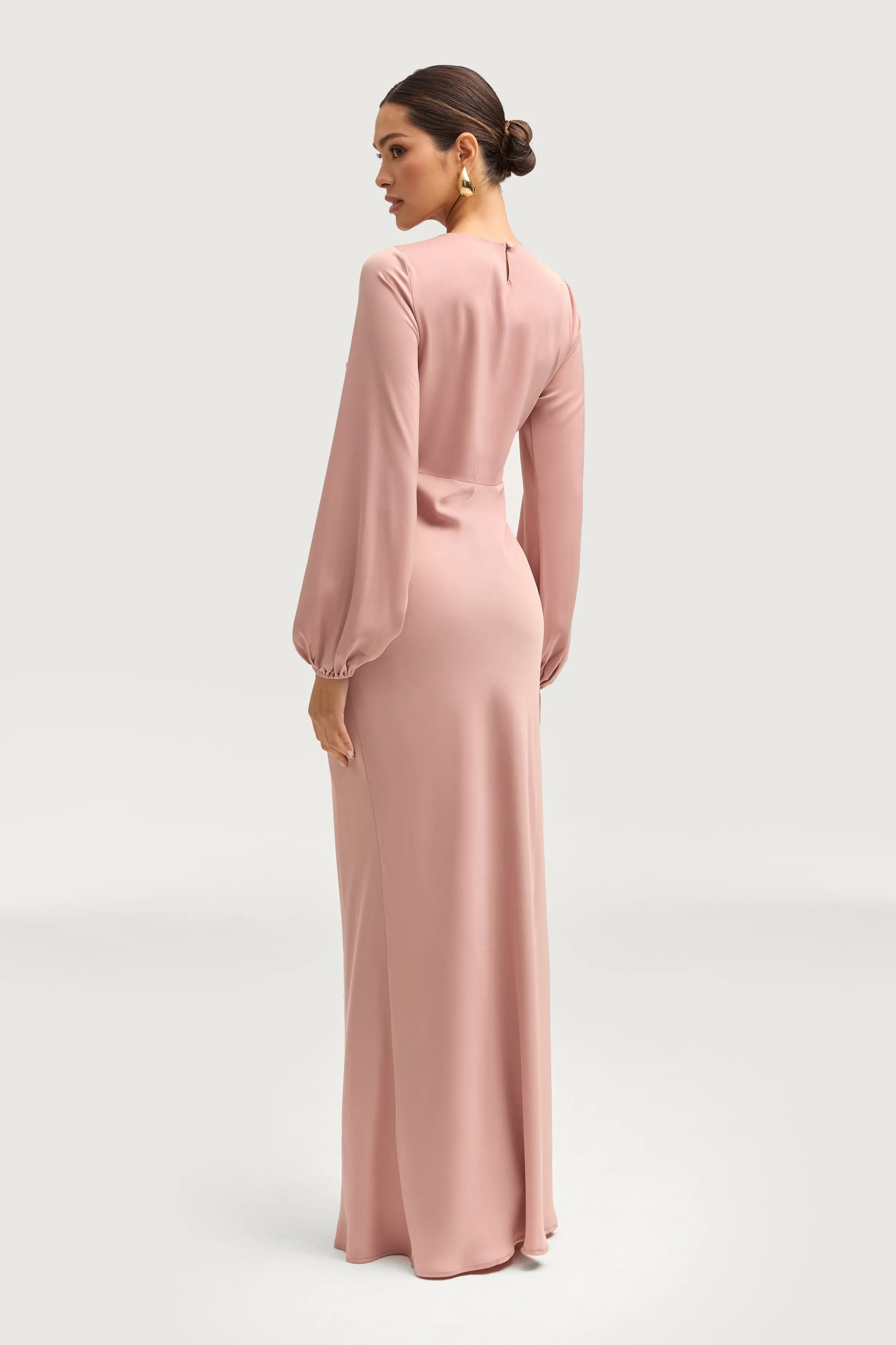 Kamila Satin Maxi Dress - Blush