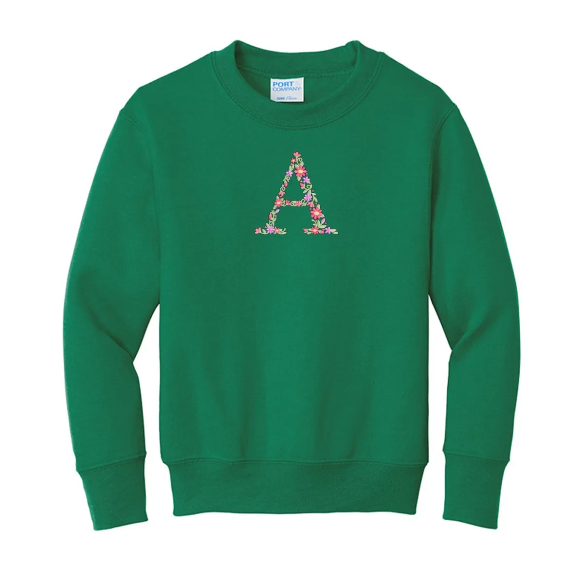 Kids Initial 'Floral Letter' Crewneck Sweatshirt