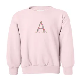 Kids Initial 'Floral Letter' Crewneck Sweatshirt