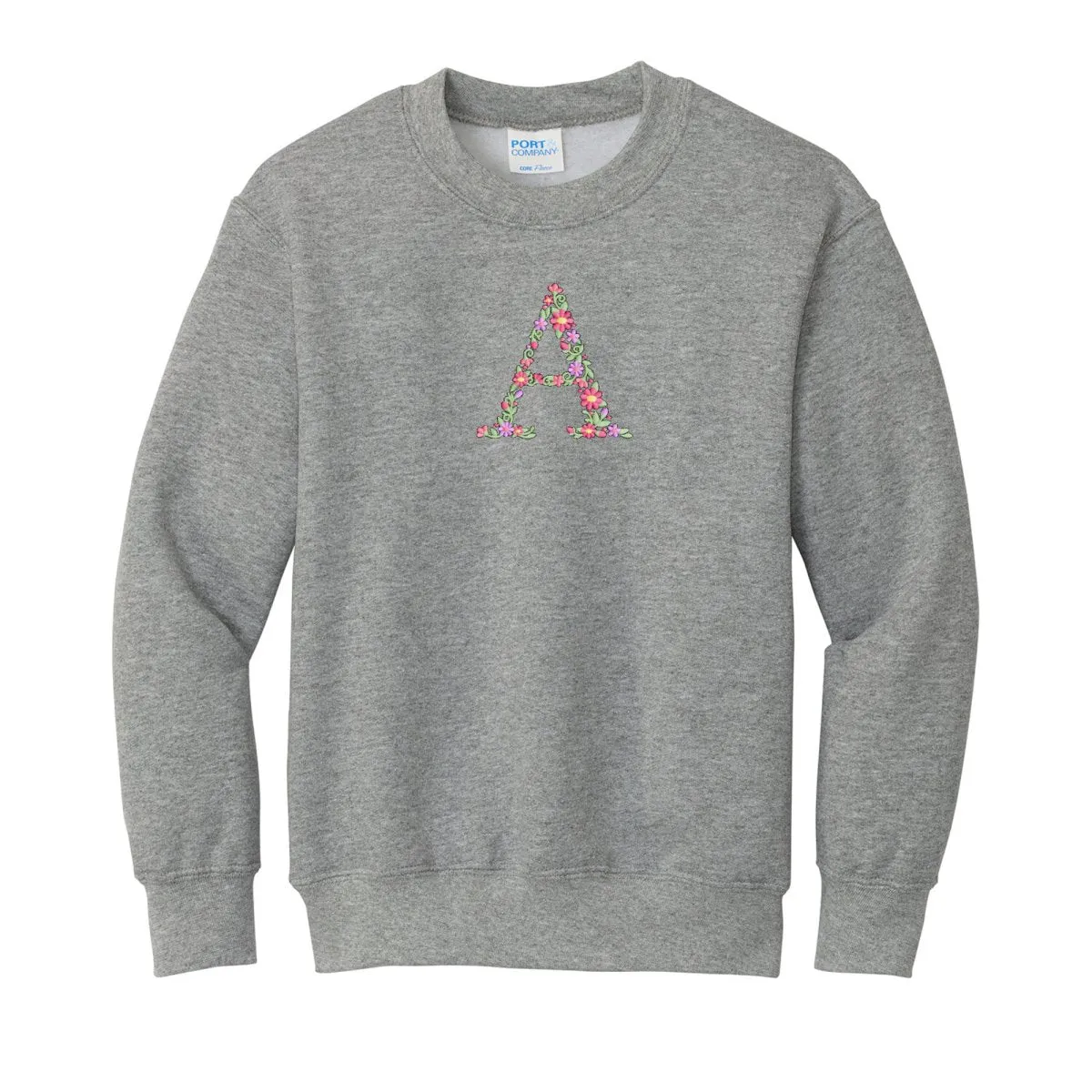 Kids Initial 'Floral Letter' Crewneck Sweatshirt