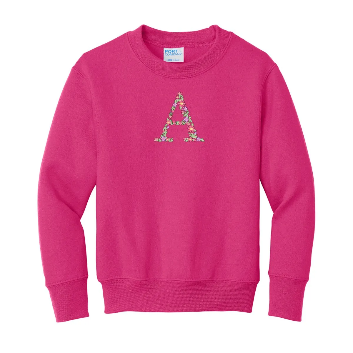 Kids Initial 'Floral Letter' Crewneck Sweatshirt