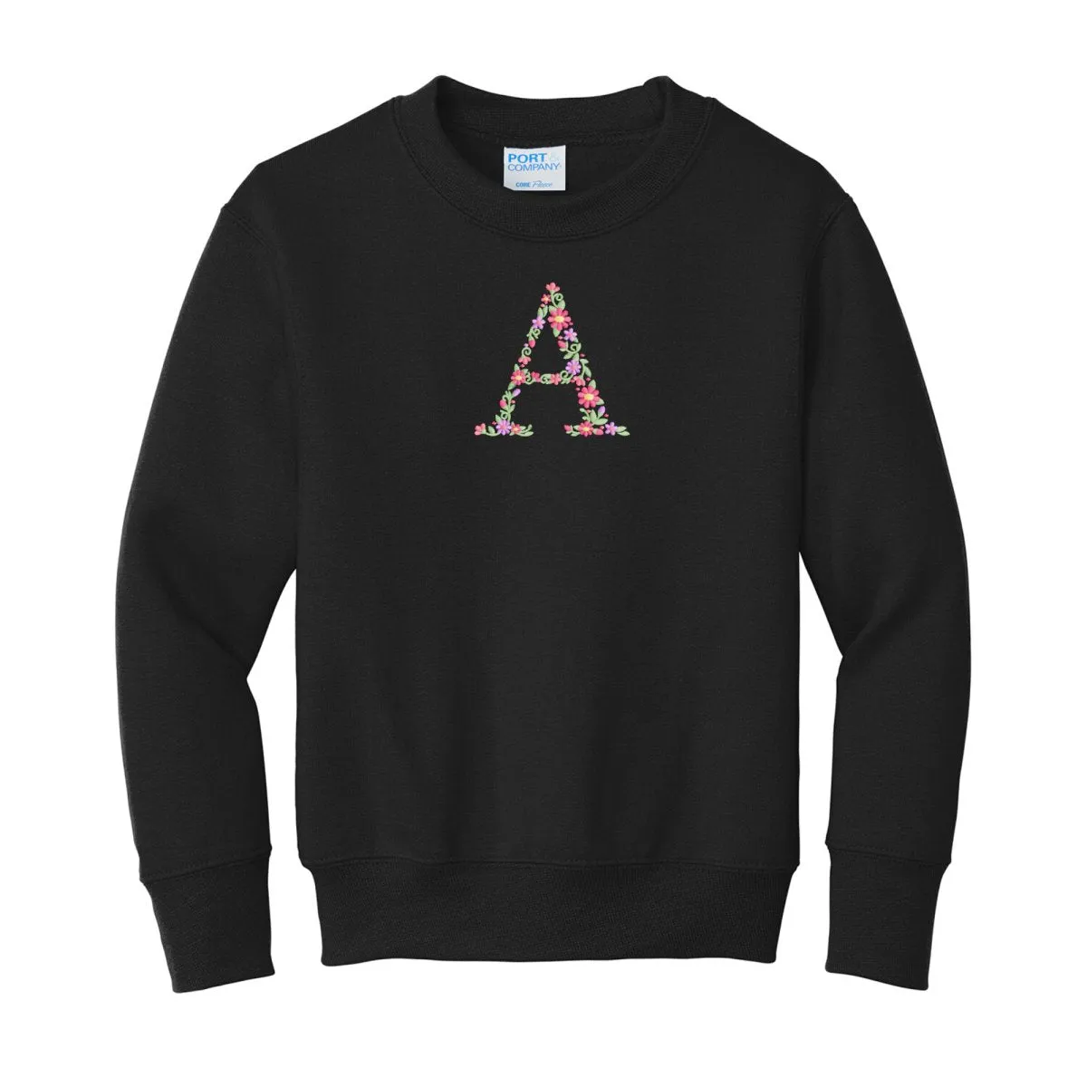 Kids Initial 'Floral Letter' Crewneck Sweatshirt