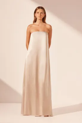 LA LUNE STRAPLESS COLUMN MAXI DRESS - GOLD