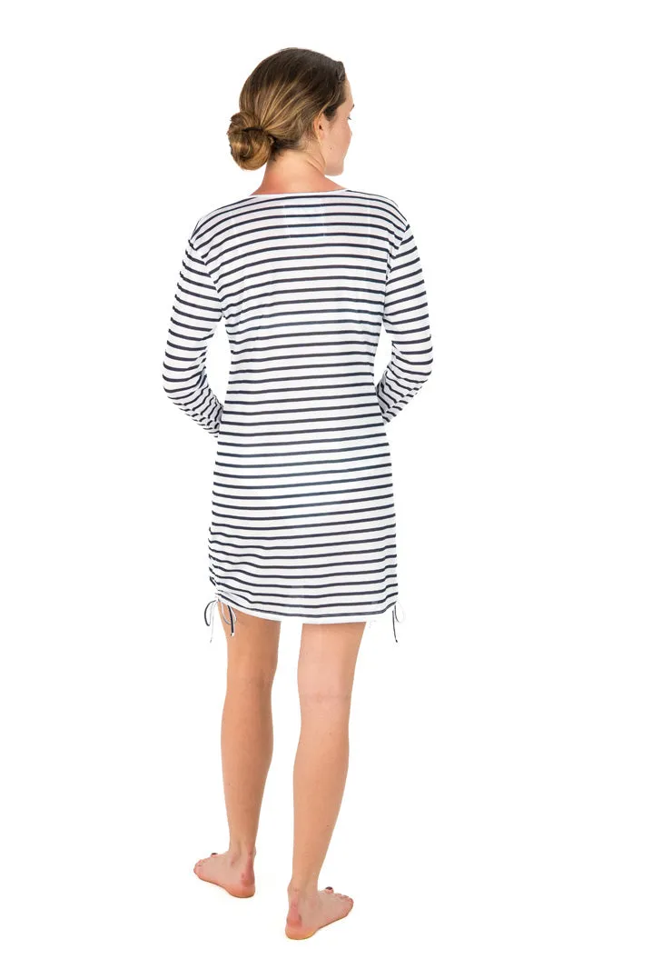 Lace-Up UPF50 Dress - Night Sky Stripe