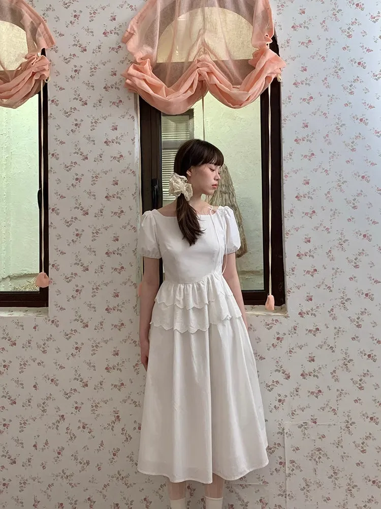 Lace white long dress【s0000007617】