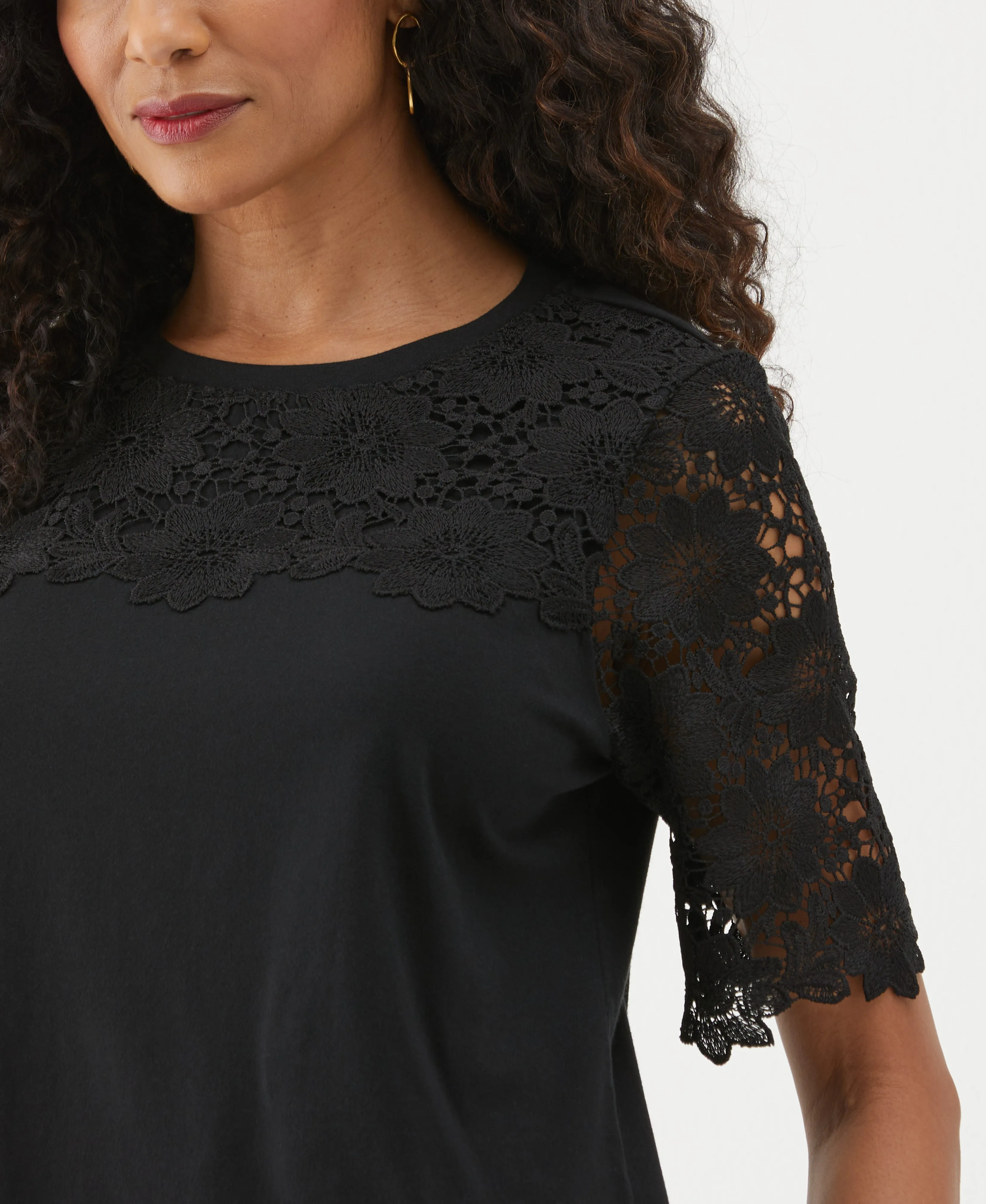 Lace Yoke Knit Top