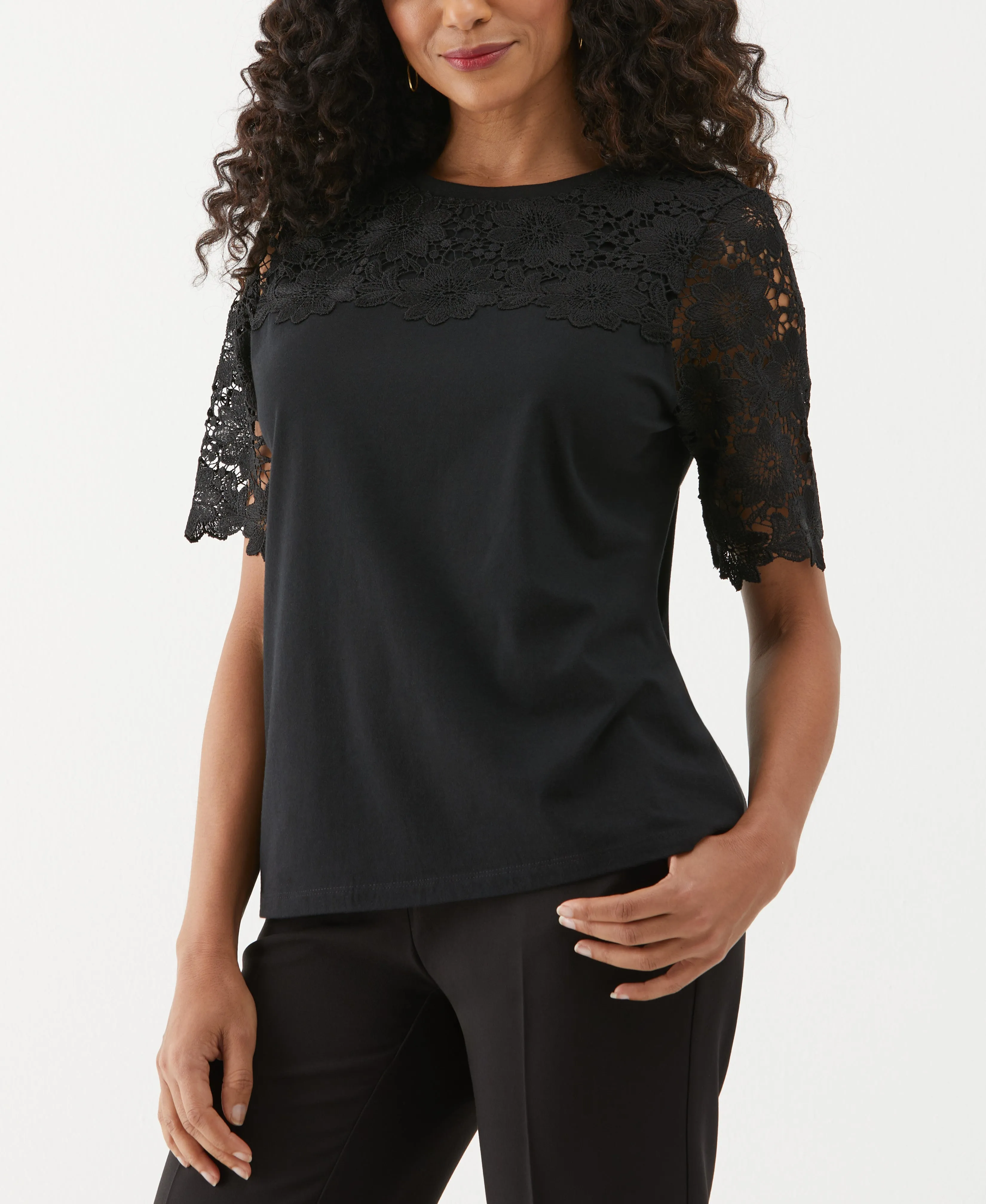 Lace Yoke Knit Top