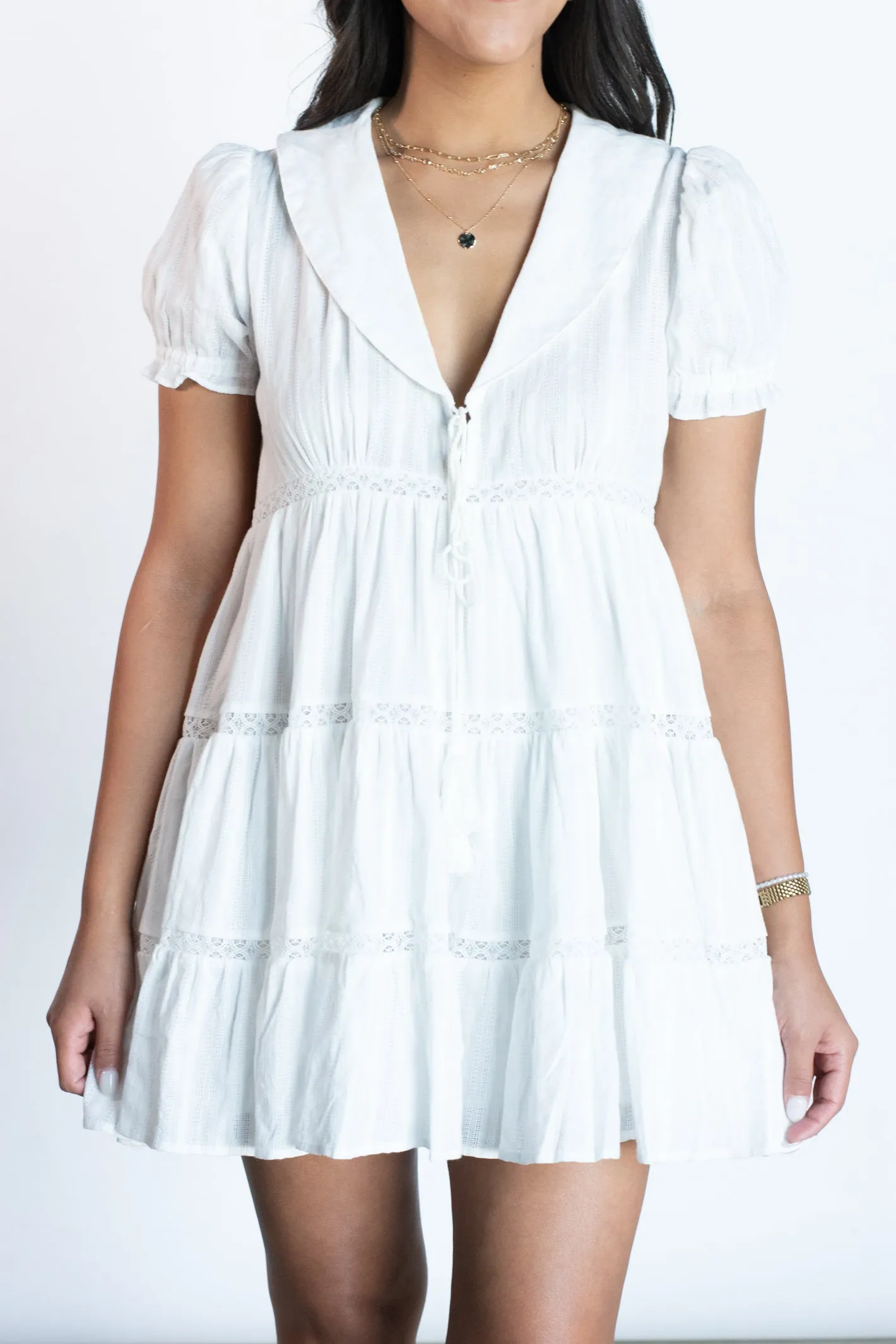 Love Grows Here White Collared Dress