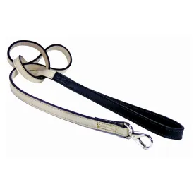 Mayfair Dog Leash in Eggshell, Charcoal & Nickel