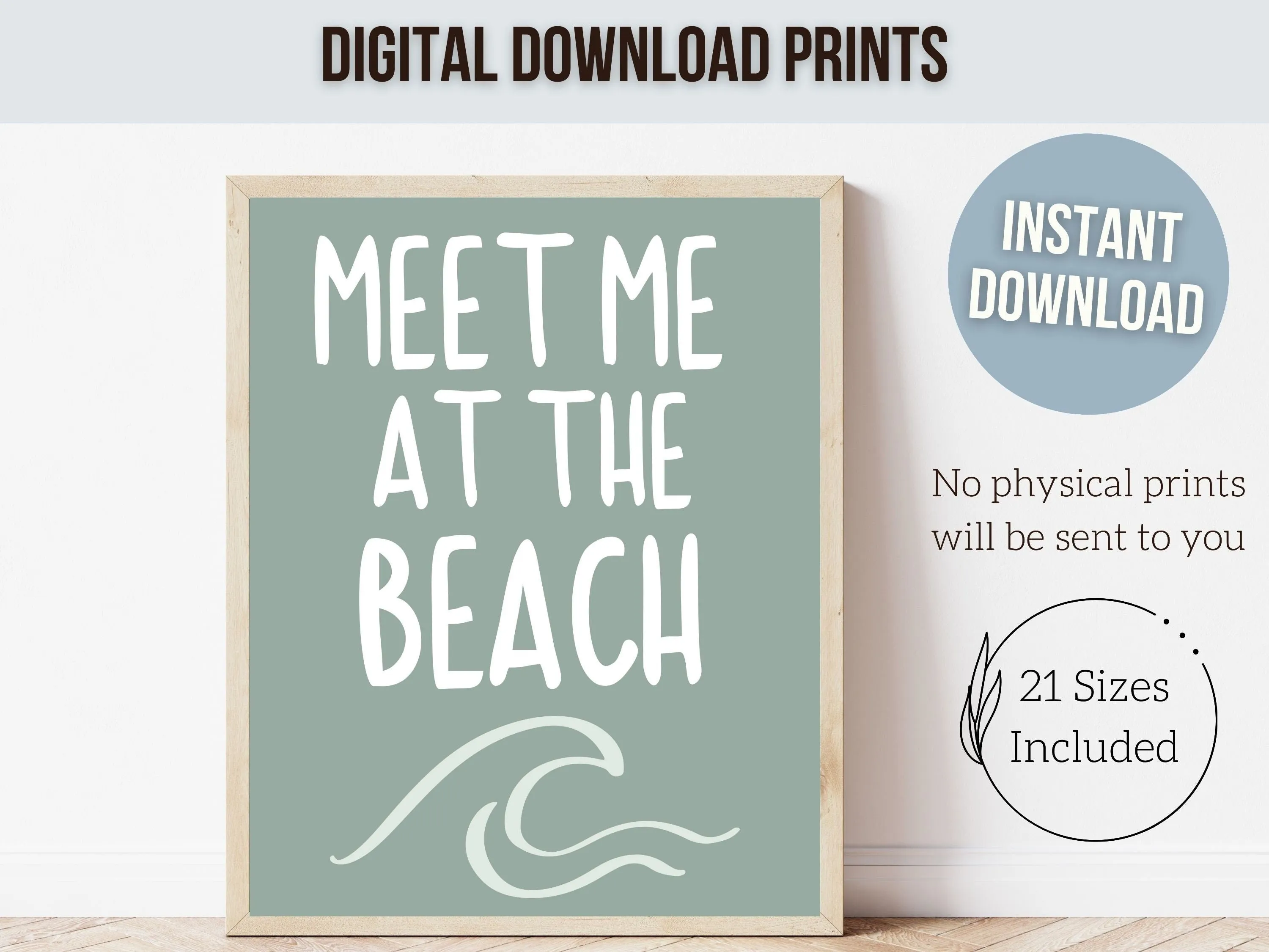 Meet Me At The Beach Prints - Green Set of 3