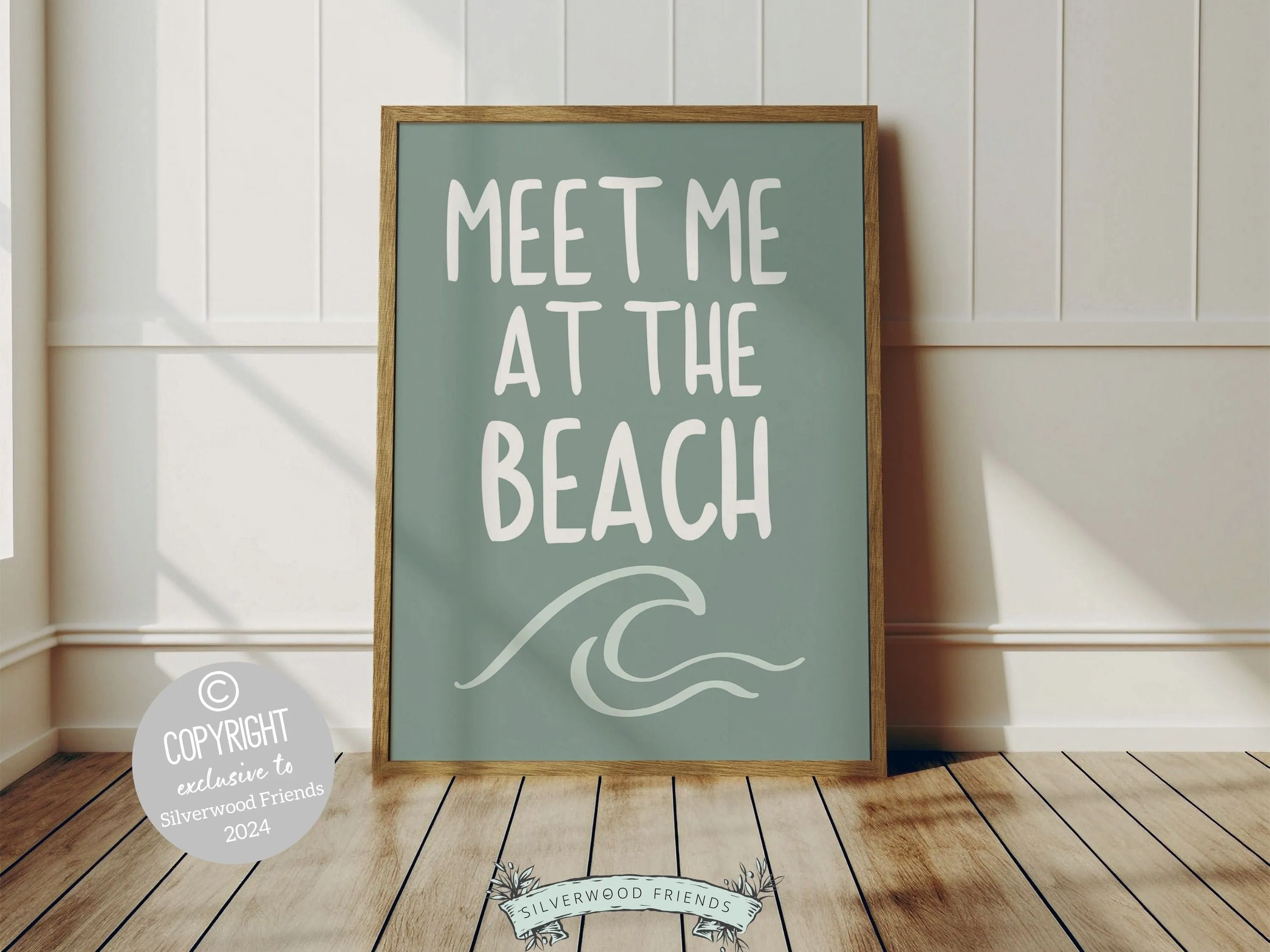 Meet Me At The Beach Prints - Green Set of 3