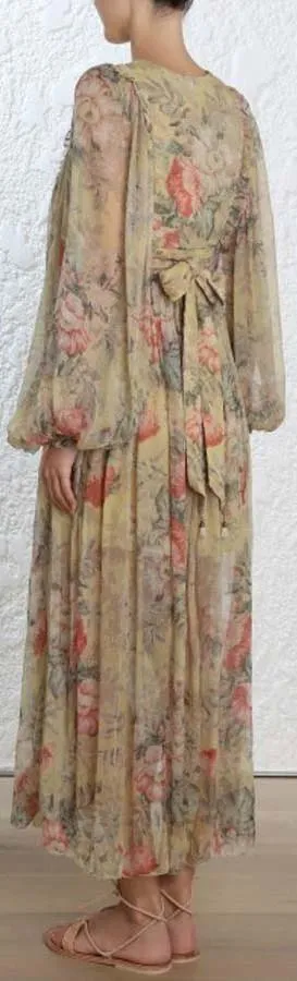 'Melody' Floral-Print Silk-Crepon Maxi Dress