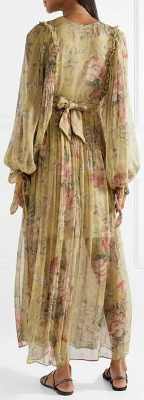 'Melody' Floral-Print Silk-Crepon Maxi Dress