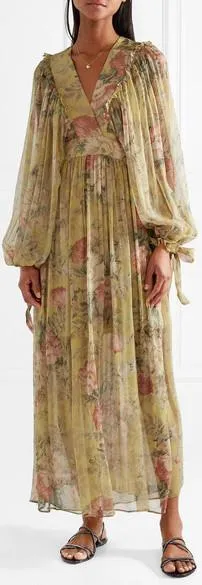 'Melody' Floral-Print Silk-Crepon Maxi Dress