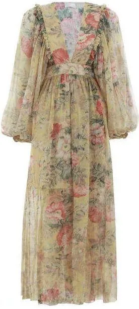 'Melody' Floral-Print Silk-Crepon Maxi Dress