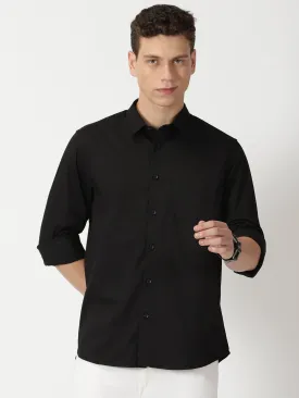 MEN'S BLACK PLAIN SLIM FIT SHIRT