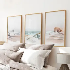 Modern Watercolor Coastal Poster Set. Beach Wall Decor