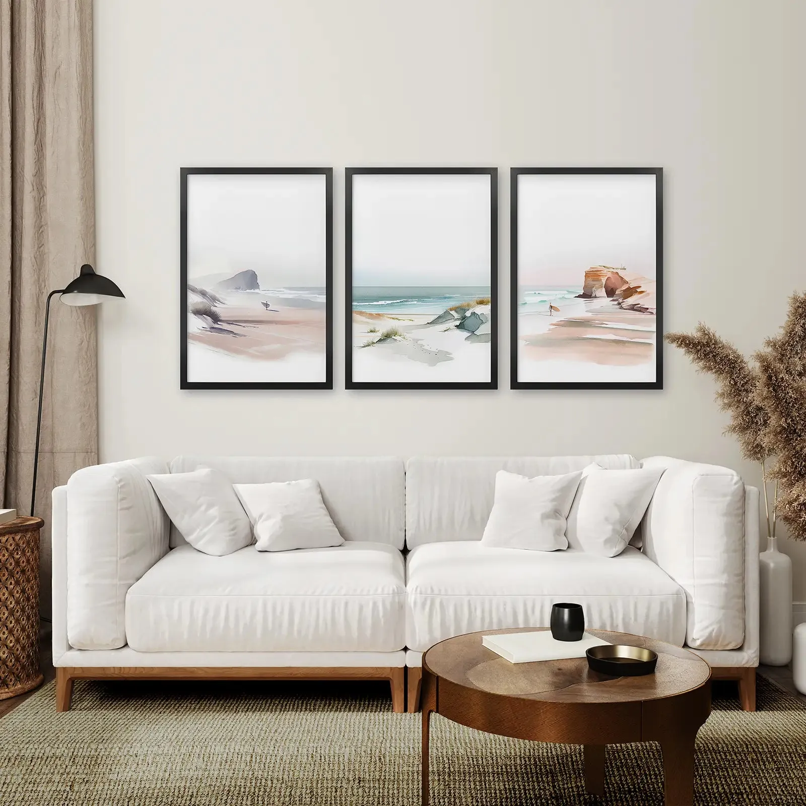 Modern Watercolor Coastal Poster Set. Beach Wall Decor