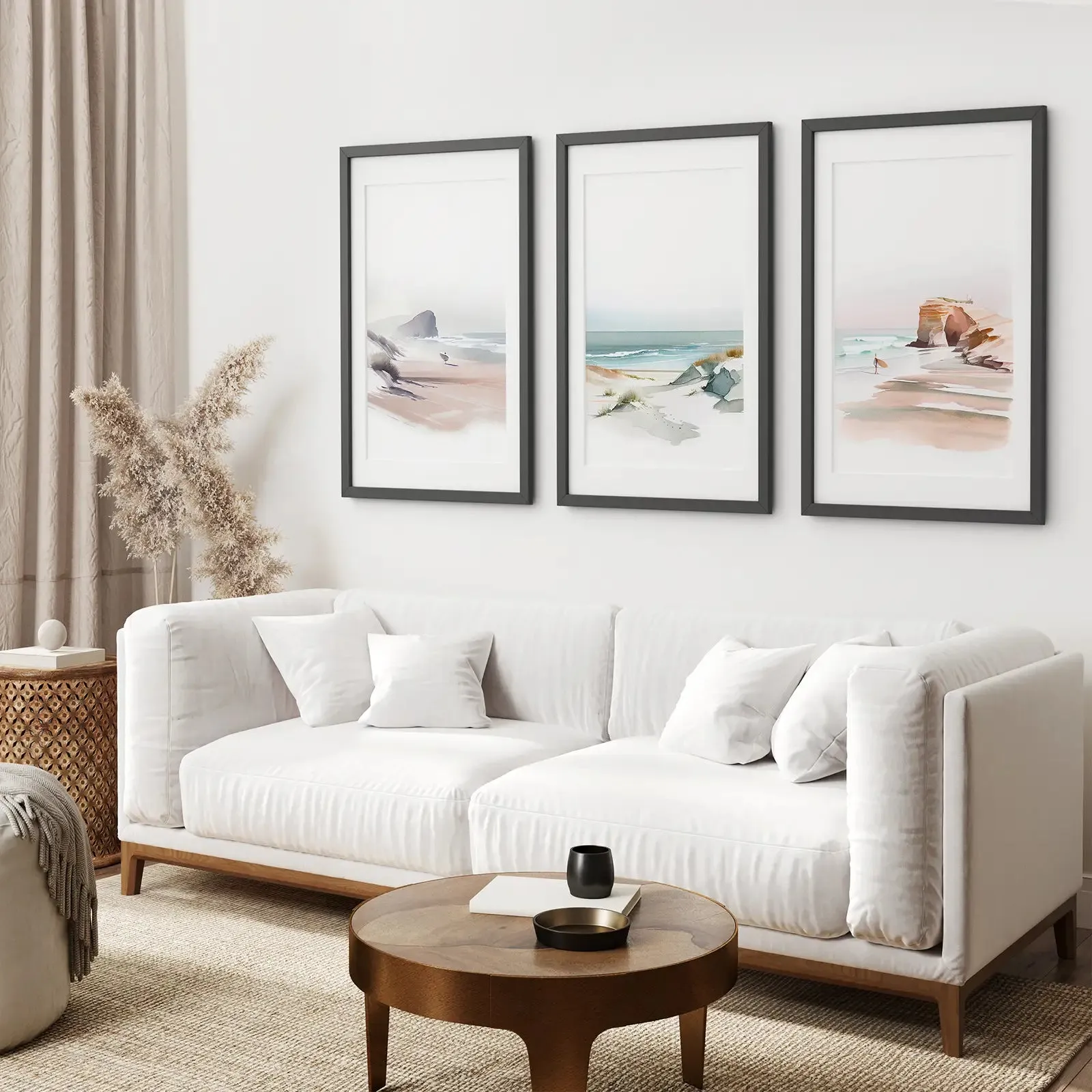 Modern Watercolor Coastal Poster Set. Beach Wall Decor