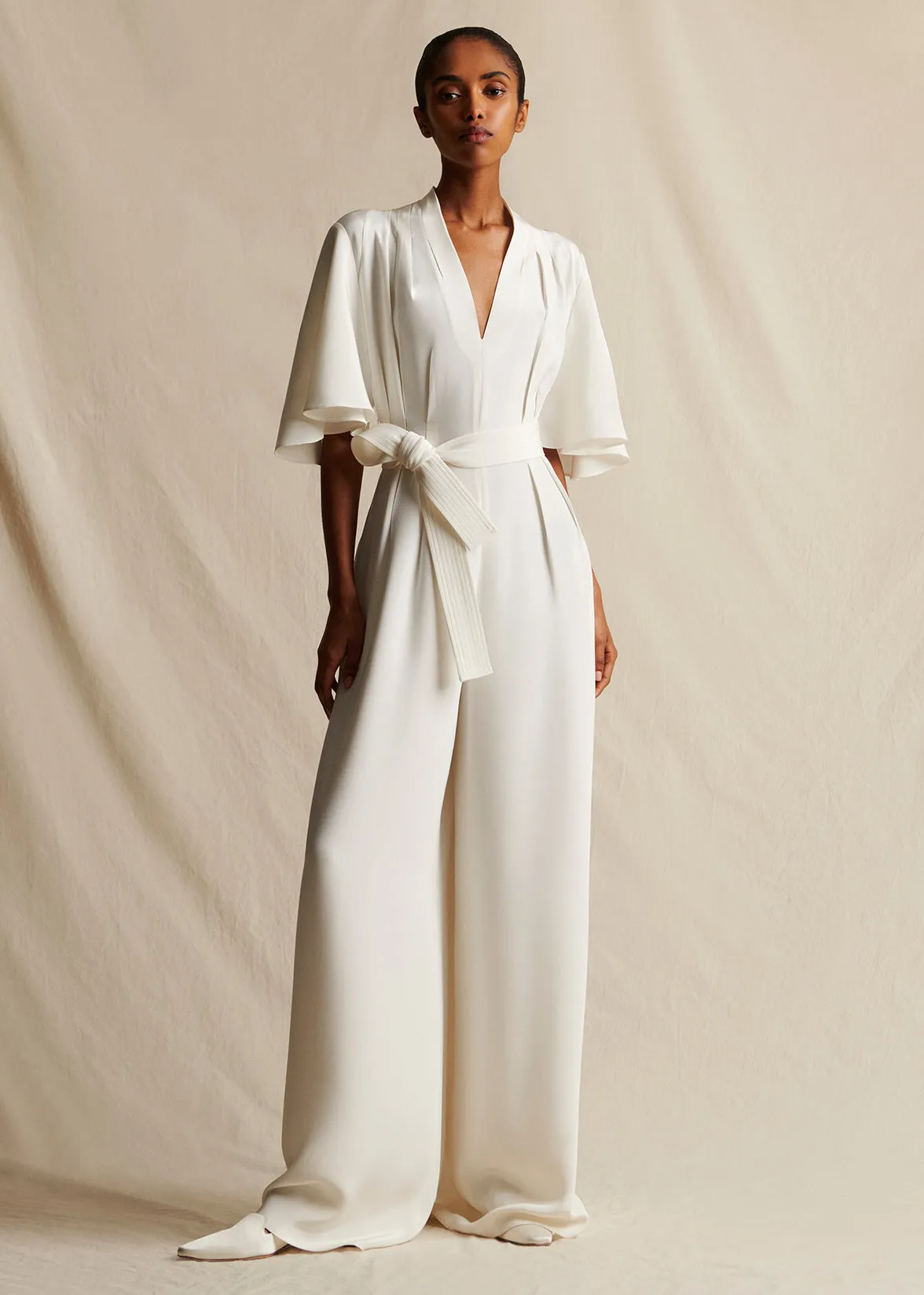 nansi jumpsuit with sleeve in silk crepe