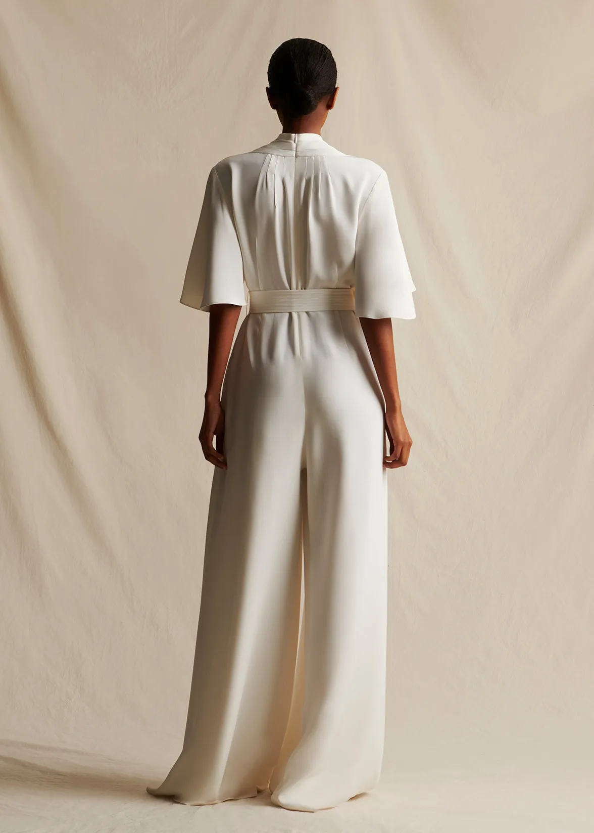 nansi jumpsuit with sleeve in silk crepe